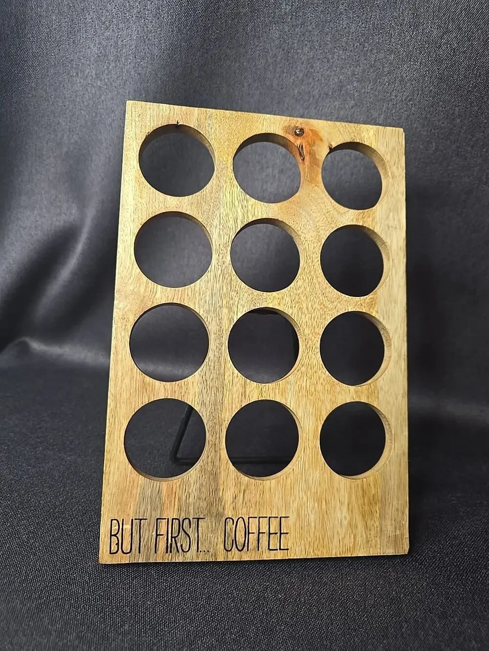 But First...Coffee Pod Stand Farmhouse Pod Holder K-Cup Compatible Wood 12 Hole